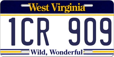 WV license plate 1CR909