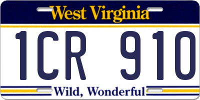 WV license plate 1CR910