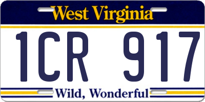 WV license plate 1CR917