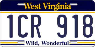 WV license plate 1CR918