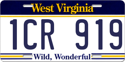 WV license plate 1CR919