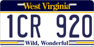 WV license plate 1CR920