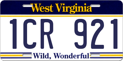 WV license plate 1CR921