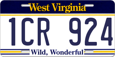 WV license plate 1CR924