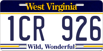 WV license plate 1CR926