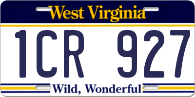 WV license plate 1CR927