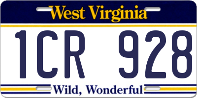 WV license plate 1CR928