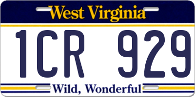 WV license plate 1CR929