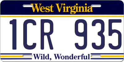 WV license plate 1CR935