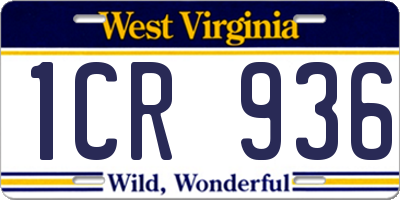 WV license plate 1CR936
