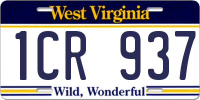 WV license plate 1CR937