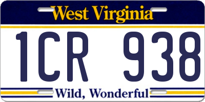 WV license plate 1CR938