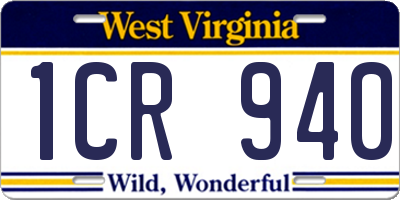 WV license plate 1CR940