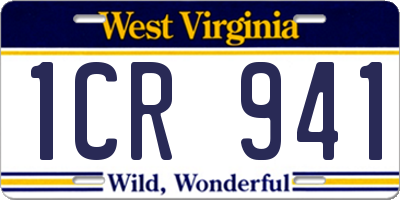 WV license plate 1CR941