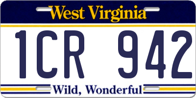 WV license plate 1CR942