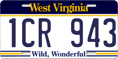 WV license plate 1CR943