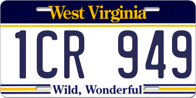 WV license plate 1CR949