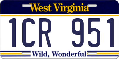 WV license plate 1CR951