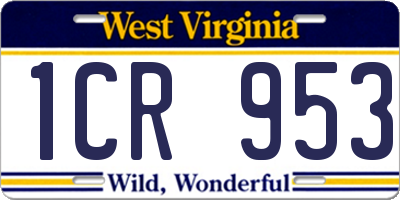 WV license plate 1CR953