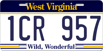 WV license plate 1CR957
