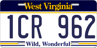 WV license plate 1CR962