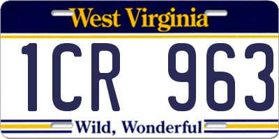WV license plate 1CR963