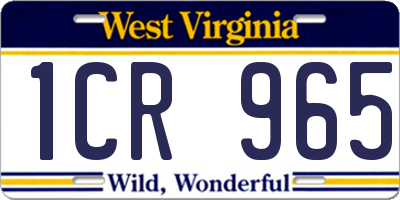 WV license plate 1CR965