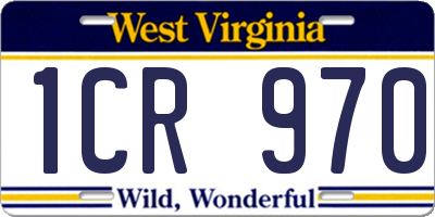 WV license plate 1CR970