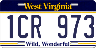WV license plate 1CR973
