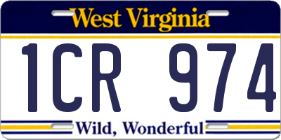 WV license plate 1CR974