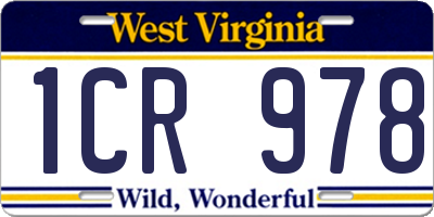 WV license plate 1CR978
