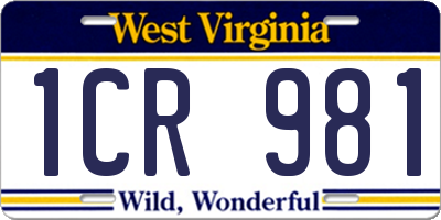 WV license plate 1CR981