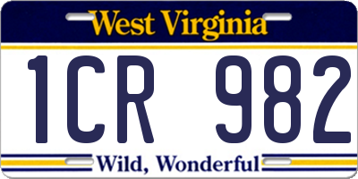 WV license plate 1CR982