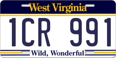 WV license plate 1CR991