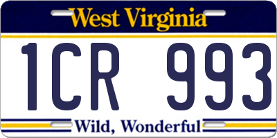 WV license plate 1CR993