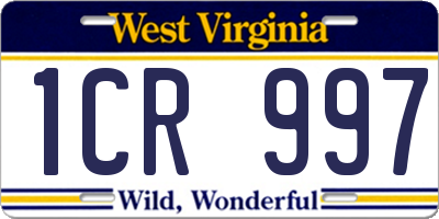 WV license plate 1CR997