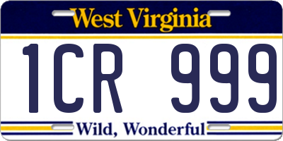 WV license plate 1CR999