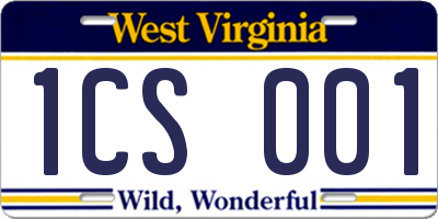 WV license plate 1CS001