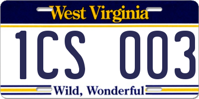 WV license plate 1CS003