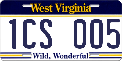 WV license plate 1CS005