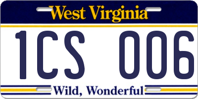 WV license plate 1CS006
