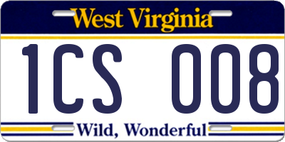 WV license plate 1CS008