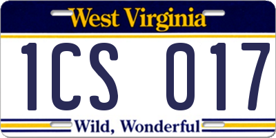 WV license plate 1CS017
