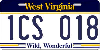 WV license plate 1CS018