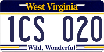 WV license plate 1CS020