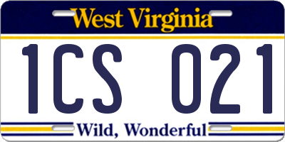 WV license plate 1CS021