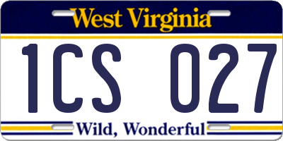 WV license plate 1CS027