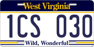 WV license plate 1CS030