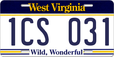 WV license plate 1CS031
