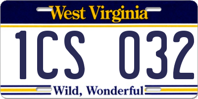 WV license plate 1CS032